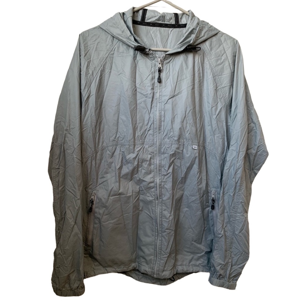 RVCA Women’s Silver Gray Lightweight Nylon Full Zip Hoodie Jacket
